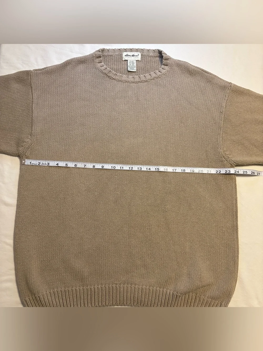 Vintage Eddie Bauer Heavy Knit Crewneck Sweater Beige Mens size XL/XG Gorpcore